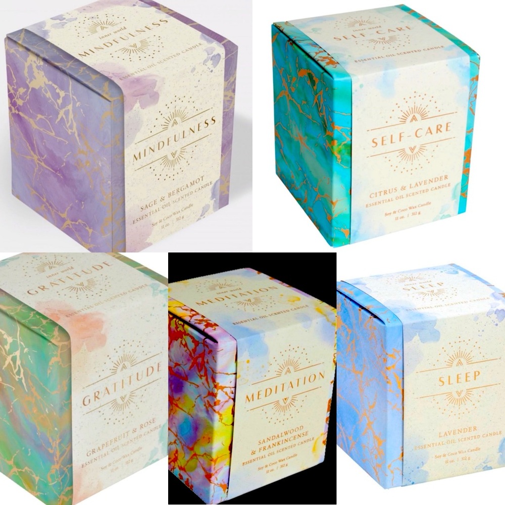 5 Luxury Essential Oil Candles in Reusable BoHo Ceramic Containers